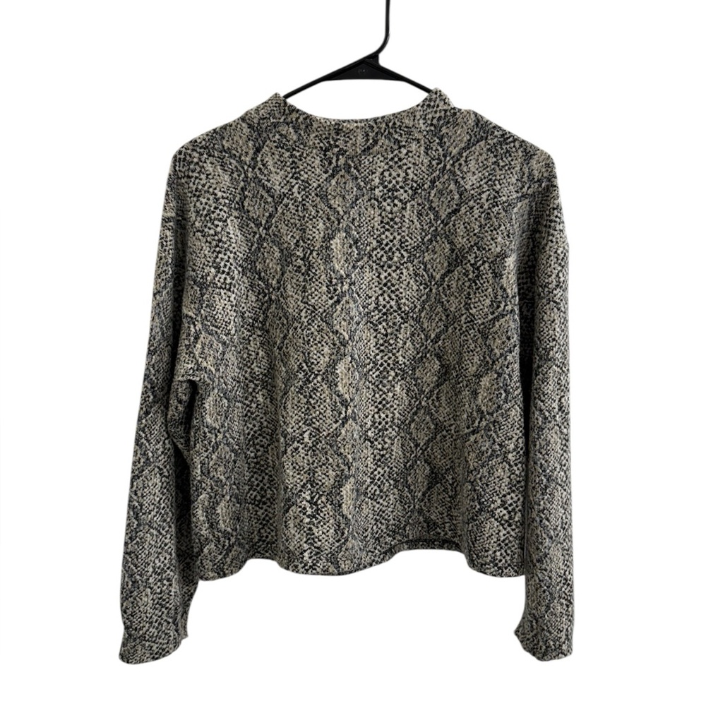 Zara Women Animal Print Long Sleeve Mock Neck Cropped Sweater Top Women's Size S